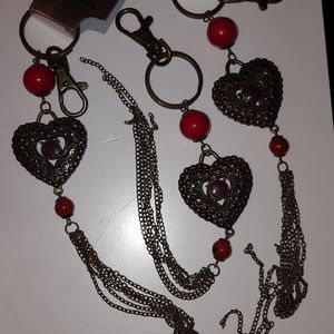 HEART GUNMETAL FRINGE KEY CHAIN NEW VINTAGE 2003 BEAU DEFI